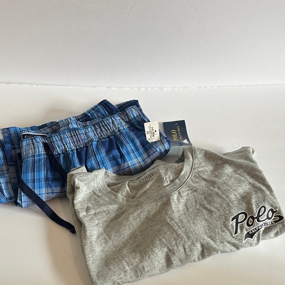 Polo Ralph Lauren Other - Polo by Ralph Lauren/ Club Room Pajama Set - Gray Top and Blue Plaid Shorts